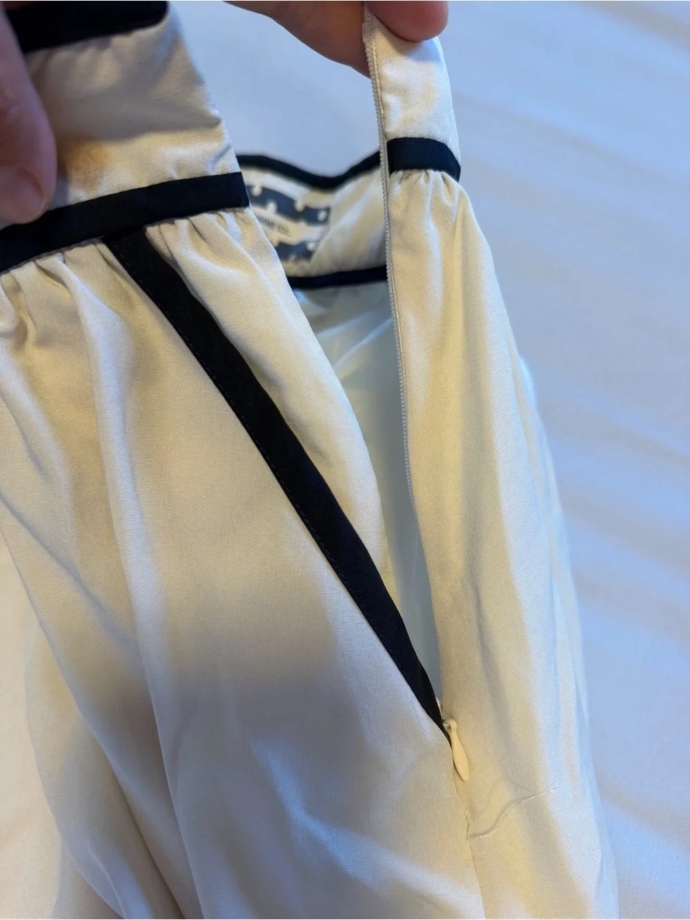 Cream Midi Skirt with Black Bicycle Trim